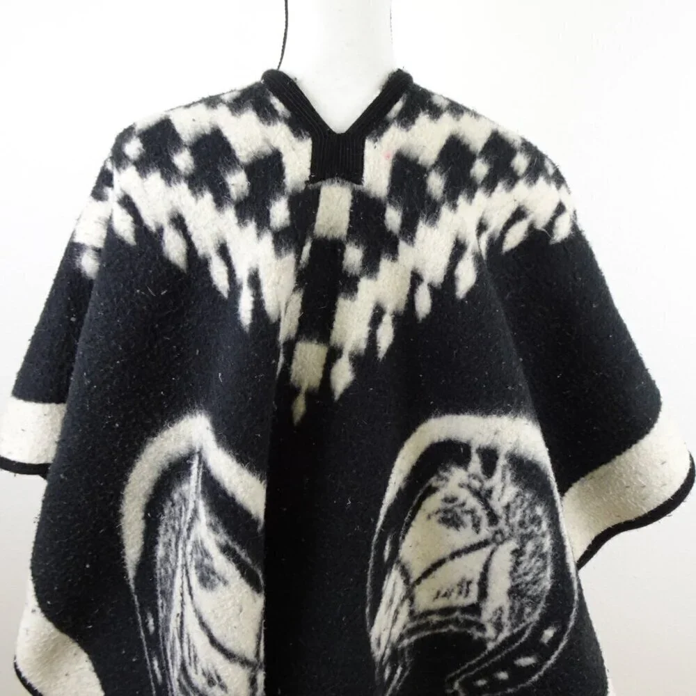 Vintage Western Poncho Equestrian Fringed Rare Wool? Handmade?